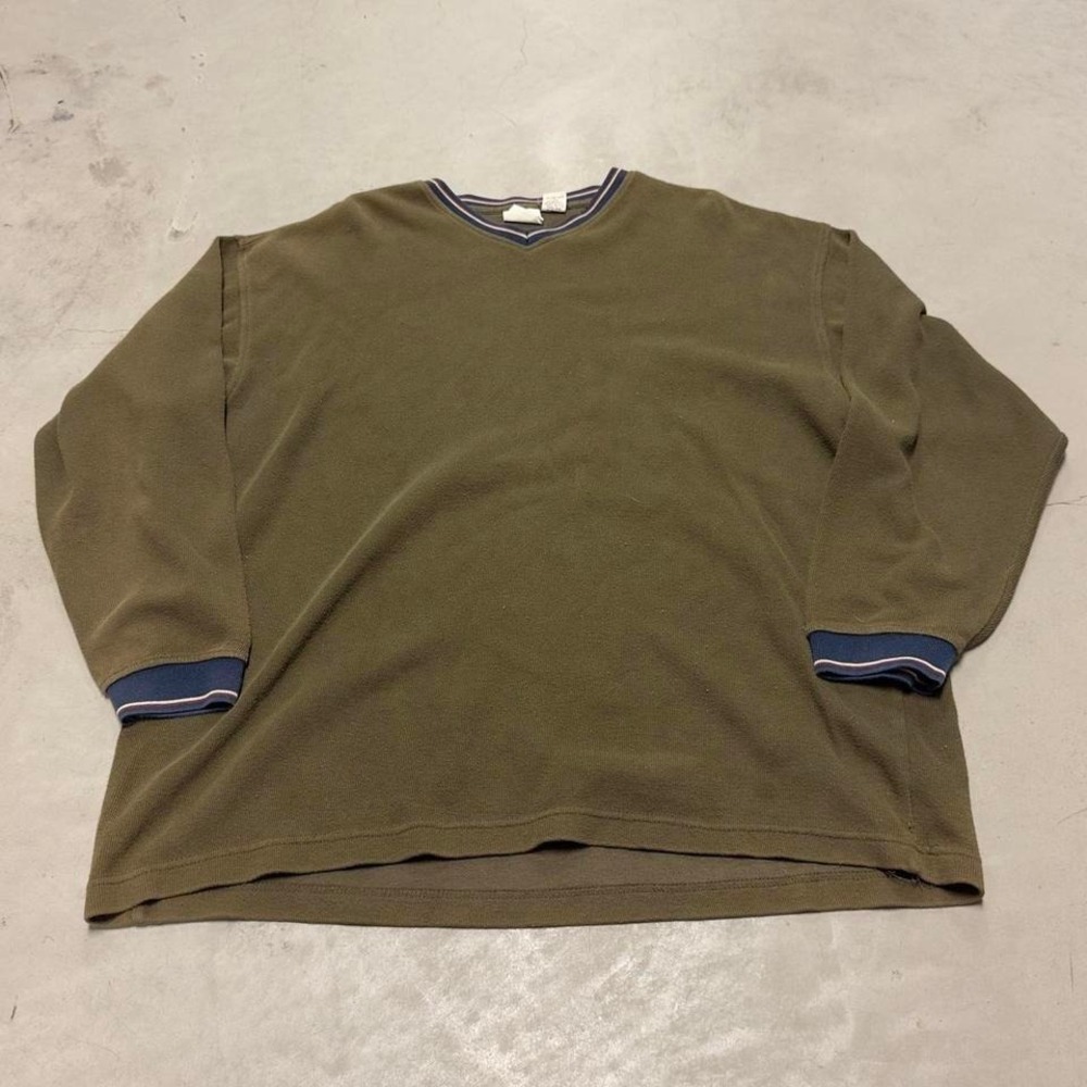 Vintage Olive green bugle boy striped long sleeve shirt